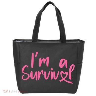 I'm A Survivor Cancer, Pink Ribbon, Breast Cancer Tote Bag