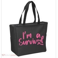 I'm A Survivor Cancer, Pink Ribbon, Breast Cancer Tote Bag thumb 2