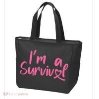 I'm A Survivor Cancer, Pink Ribbon, Breast Cancer Tote Bag thumb 3