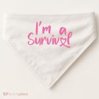 I'm A Survivor Cancer, Pink Ribbon, Breast Cancer USA-Made Doggie Bandana thumb 0