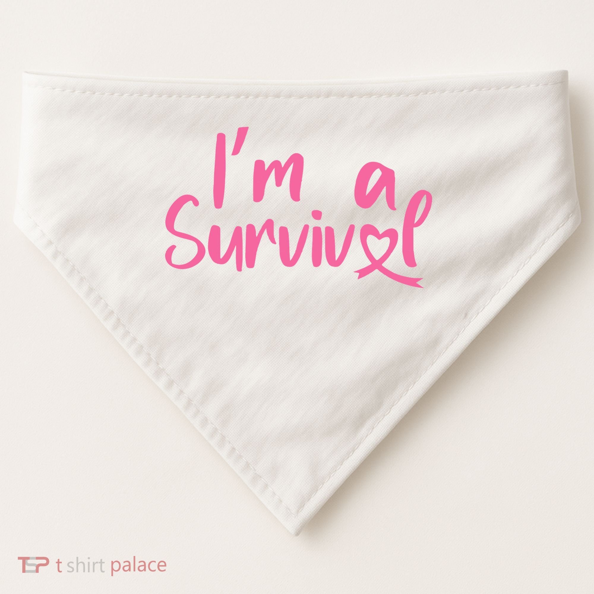 I'm A Survivor Cancer, Pink Ribbon, Breast Cancer USA-Made Doggie Bandana
