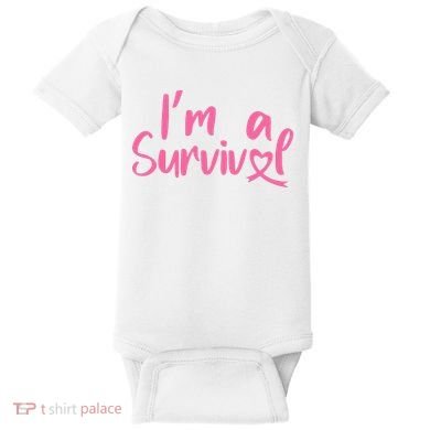 I'm A Survivor Cancer, Pink Ribbon, Breast Cancer Baby Bodysuit