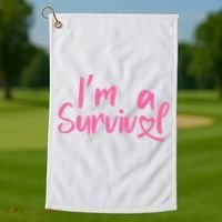 I'm A Survivor Cancer, Pink Ribbon, Breast Cancer Golf Towel thumb 1