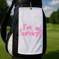 I'm A Survivor Cancer, Pink Ribbon, Breast Cancer Golf Towel thumb 2