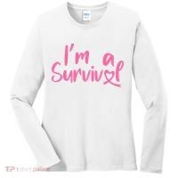 I'm A Survivor Cancer, Pink Ribbon, Breast Cancer Women's Long Sleeve Shirt thumb 0