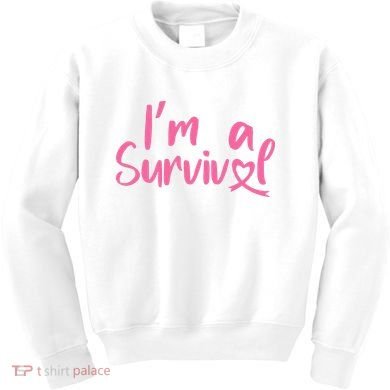 I'm A Survivor Cancer, Pink Ribbon, Breast Cancer Kids Sweatshirt