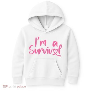 I'm A Survivor Cancer, Pink Ribbon, Breast Cancer Kids Hoodie