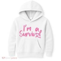 I'm A Survivor Cancer, Pink Ribbon, Breast Cancer Kids Hoodie thumb 0