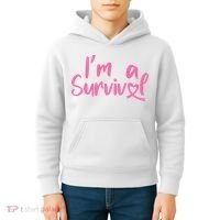 I'm A Survivor Cancer, Pink Ribbon, Breast Cancer Kids Hoodie thumb 4