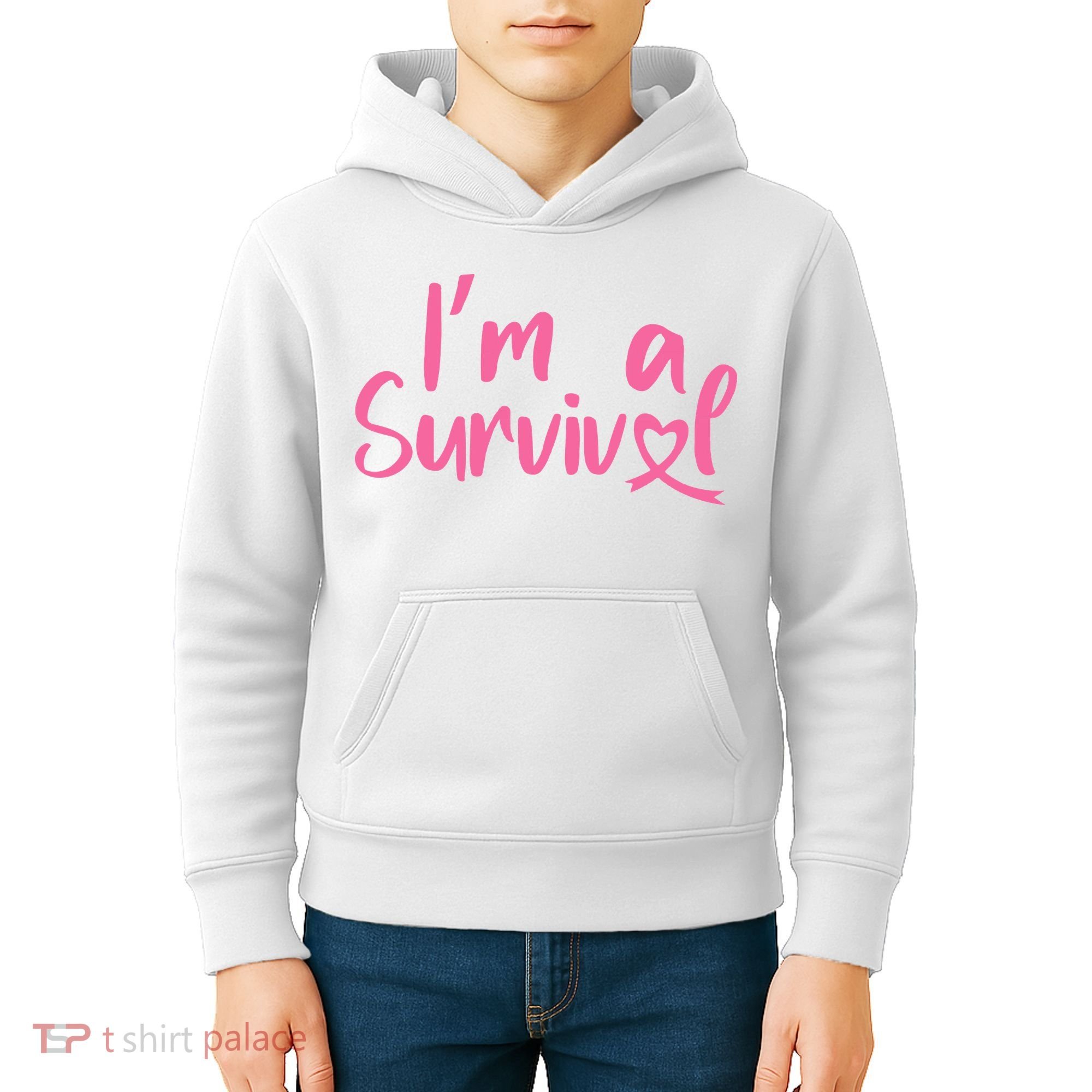 I'm A Survivor Cancer, Pink Ribbon, Breast Cancer Kids Hoodie