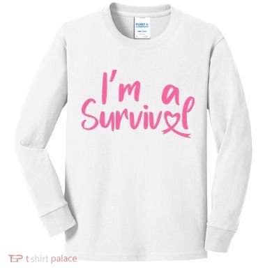 I'm A Survivor Cancer, Pink Ribbon, Breast Cancer Kids Long Sleeve Shirt
