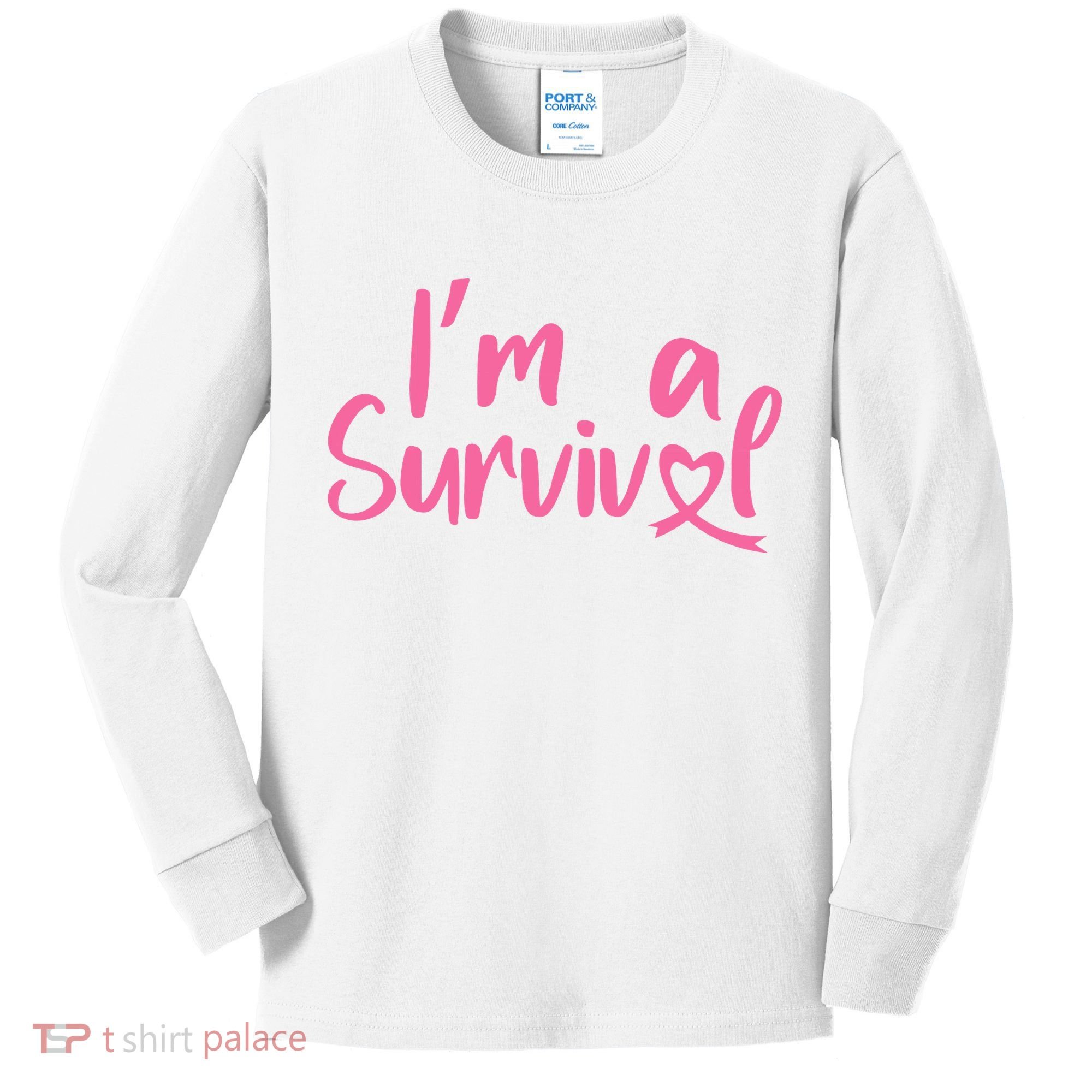 I'm A Survivor Cancer, Pink Ribbon, Breast Cancer Kids Long Sleeve Shirt