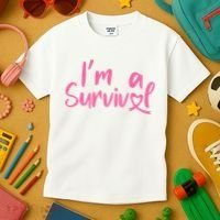 I'm A Survivor Cancer, Pink Ribbon, Breast Cancer Kids T-Shirt thumb 3