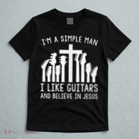 Im A Simple Man I Like Guitars And Believe In Jesus T-Shirt thumb 5