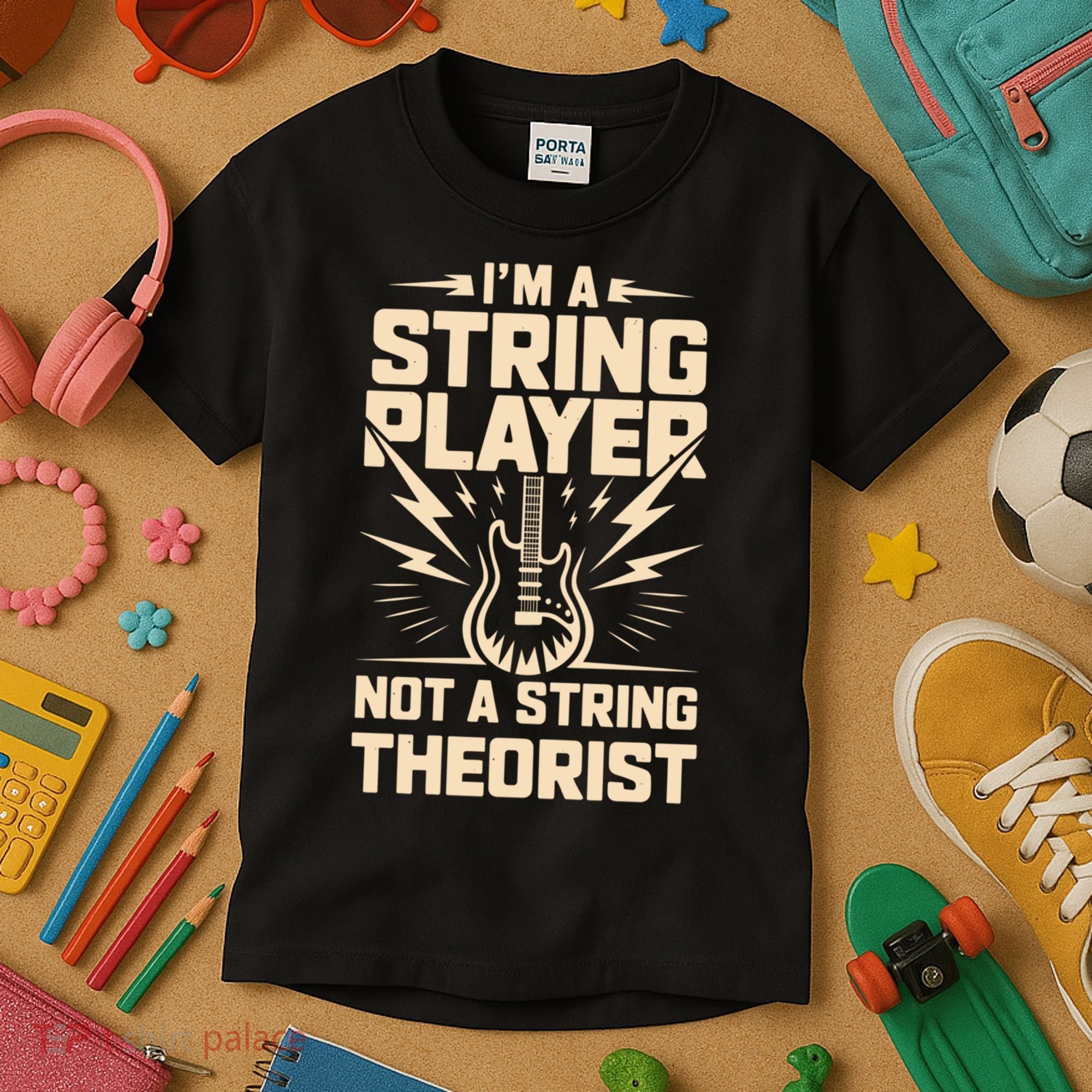 I'm A String Player Not A String Theorist Electric Guitars Gift Kids T-Shirt