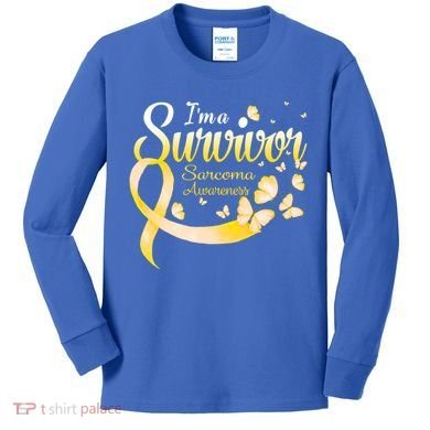 I'm A Survivor Sarcoma Awareness Butterfly Cute Gift Kids Long Sleeve Shirt