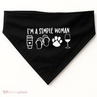 I'm A Simple Woman Coffee Flip Flops Dog Wine USA-Made Doggie Bandana thumb 0
