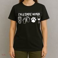 I'm A Simple Woman Coffee Flip Flops Dog Wine T-Shirt thumb 4