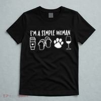 I'm A Simple Woman Coffee Flip Flops Dog Wine T-Shirt thumb 5