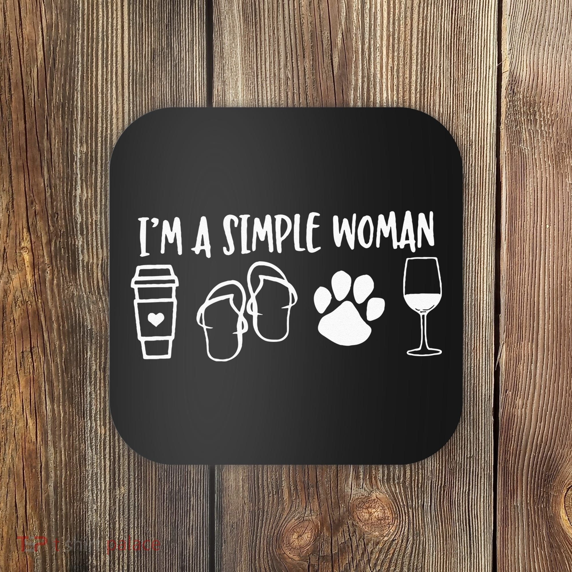 I'm A Simple Woman Coffee Flip Flops Dog Wine Coaster