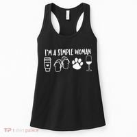I'm A Simple Woman Coffee Flip Flops Dog Wine Women's Tank Top thumb 0
