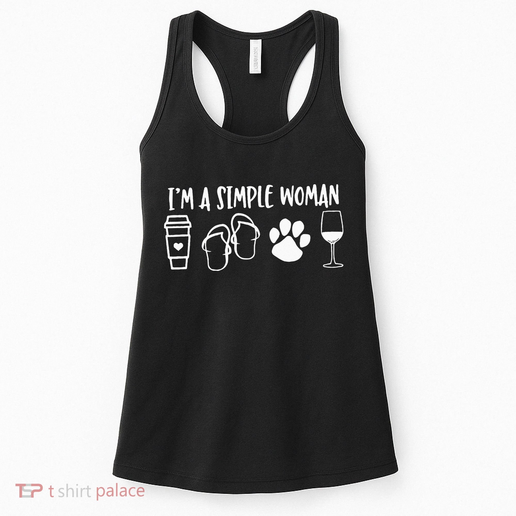 I'm A Simple Woman Coffee Flip Flops Dog Wine Women's Tank Top