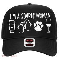 I'm A Simple Woman Coffee Flip Flops Dog Wine Hat thumb 0