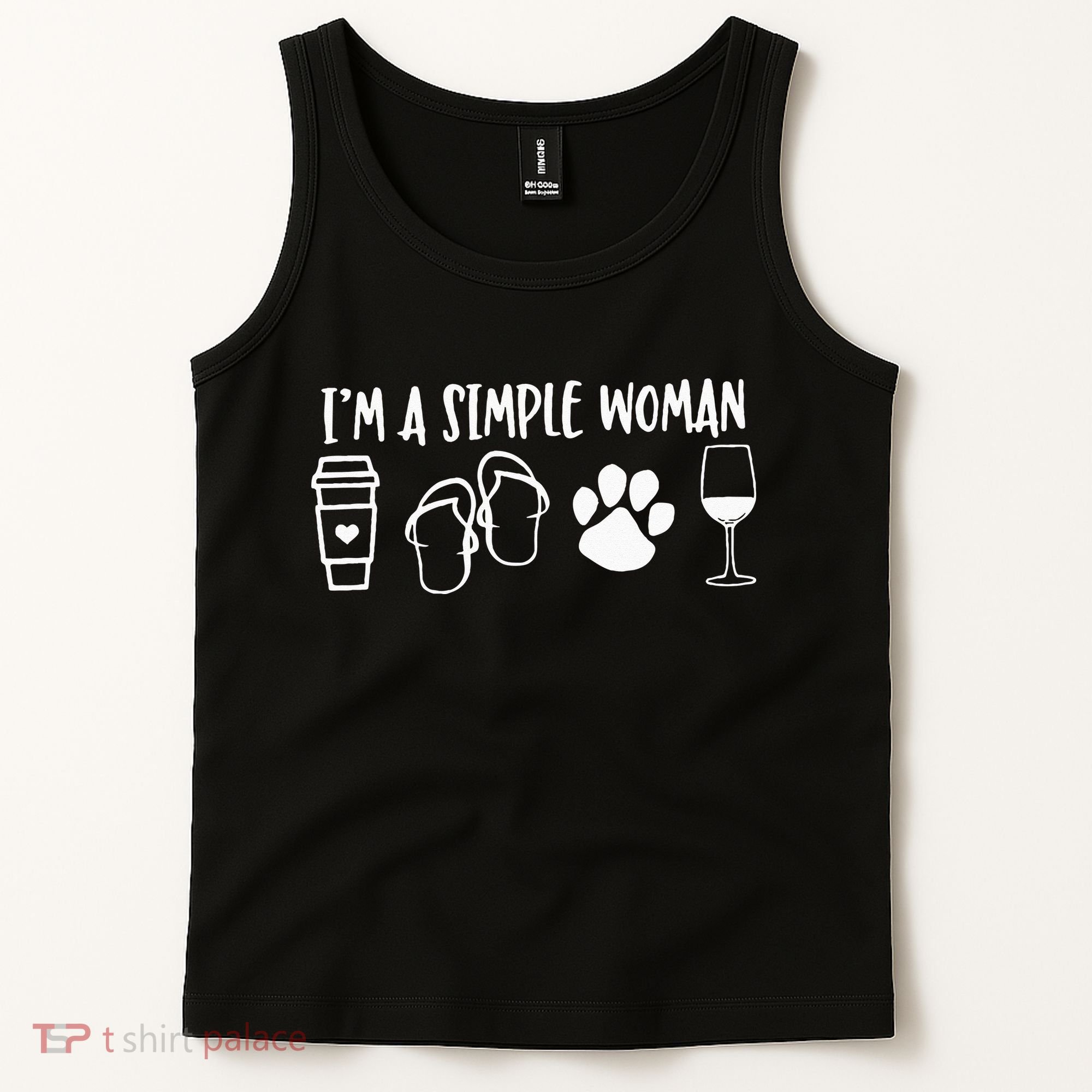 I'm A Simple Woman Coffee Flip Flops Dog Wine Tank Top