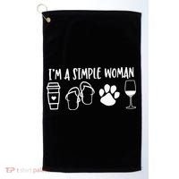 I'm A Simple Woman Coffee Flip Flops Dog Wine Golf Towel thumb 0