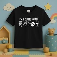 I'm A Simple Woman Coffee Flip Flops Dog Wine Toddler T-Shirt thumb 3