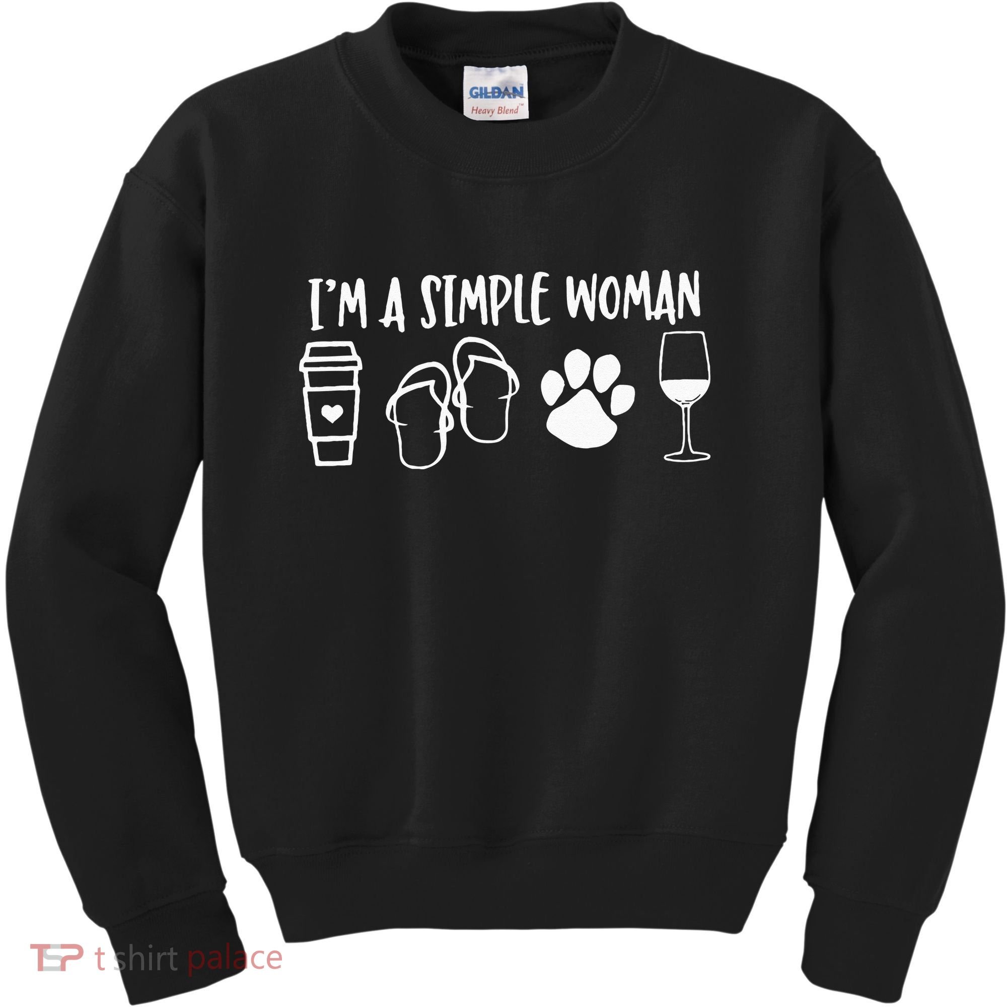 I'm A Simple Woman Coffee Flip Flops Dog Wine Kids Sweatshirt
