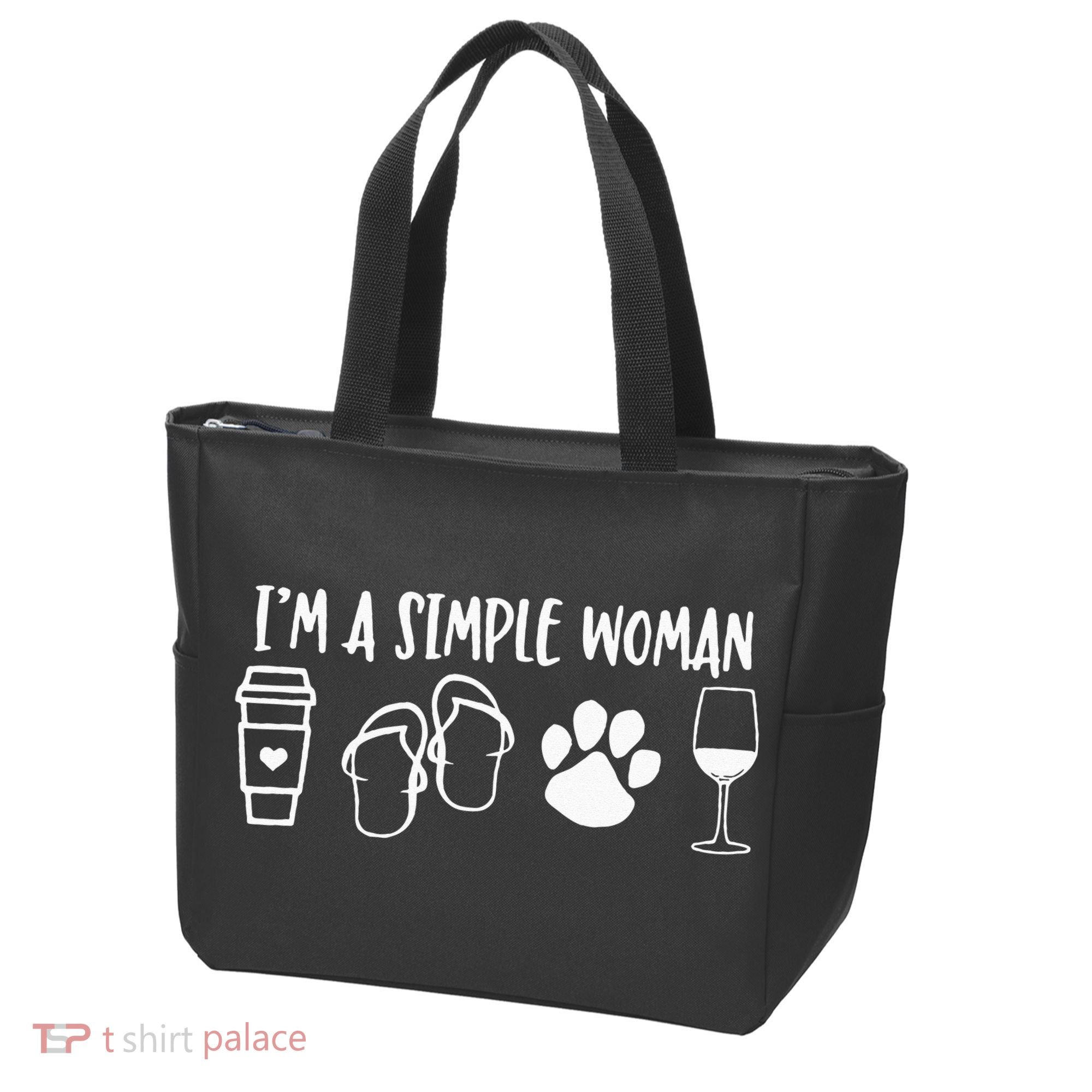 I'm A Simple Woman Coffee Flip Flops Dog Wine Tote Bag