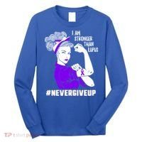 I Am Stronger Than Lupus #Nevergiveup Lupus Awareness Ribbon Cute Gift Long Sleeve Shirt thumb 0