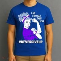 I Am Stronger Than Lupus #Nevergiveup Lupus Awareness Ribbon Cute Gift T-Shirt thumb 3