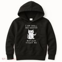 I Am Small And Sensitive But Also Fight Me Cat Kids Hoodie thumb 0