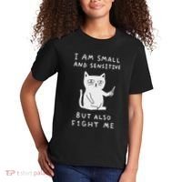 I Am Small And Sensitive But Also Fight Me Cat Kids T-Shirt thumb 2
