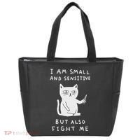 I Am Small And Sensitive But Also Fight Me Cat Tote Bag thumb 0