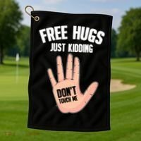Introvert Anti Social Free Hugs Just Ding Don't Touch Me Gift Golf Towel thumb 1