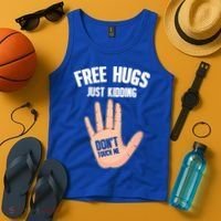 Introvert Anti Social Free Hugs Just Ding Don't Touch Me Gift Tank Top thumb 4