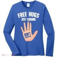 Introvert Anti Social Free Hugs Just Ding Don't Touch Me Gift Women's Long Sleeve Shirt thumb 0