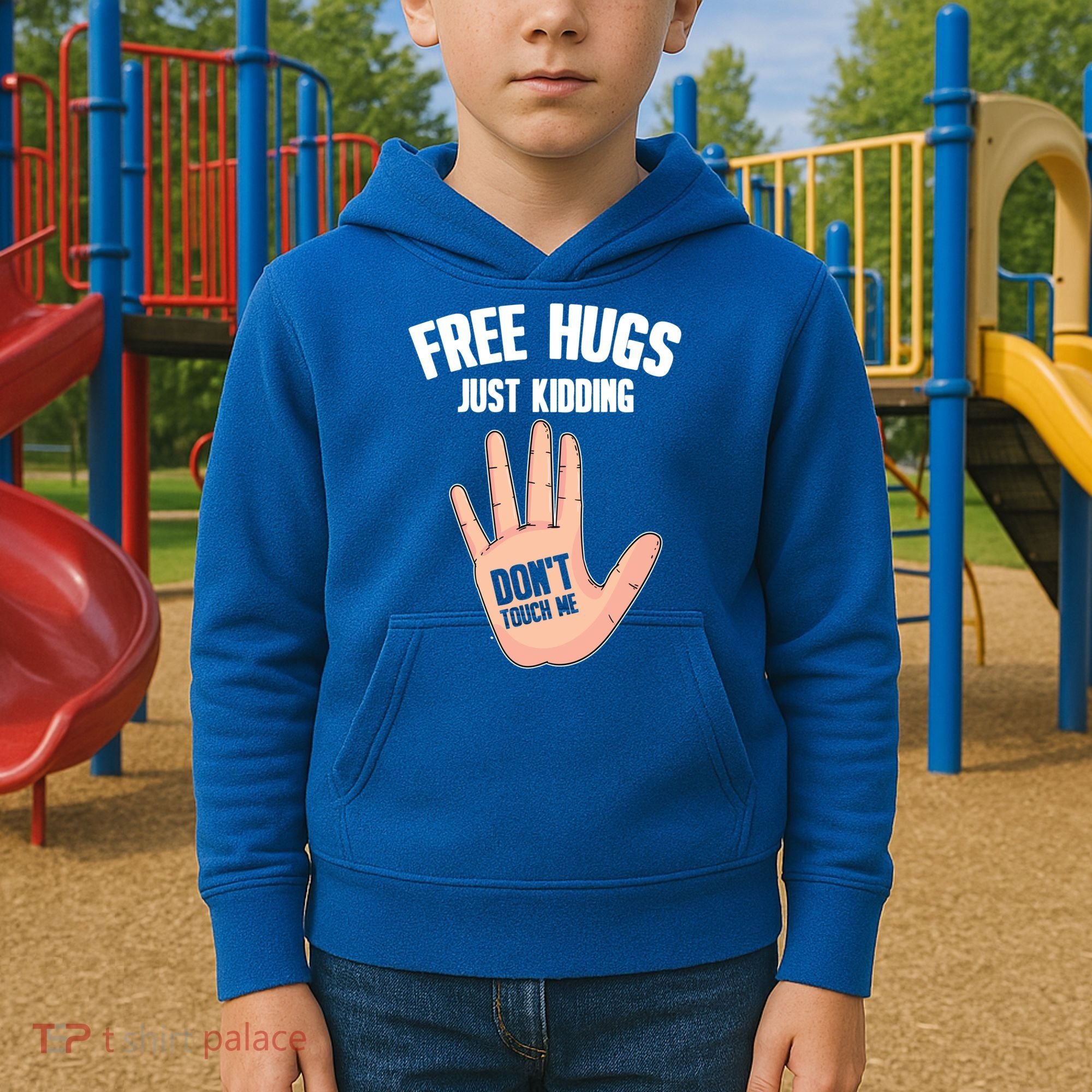 Introvert Anti Social Free Hugs Just Ding Don't Touch Me Gift Kids Hoodie