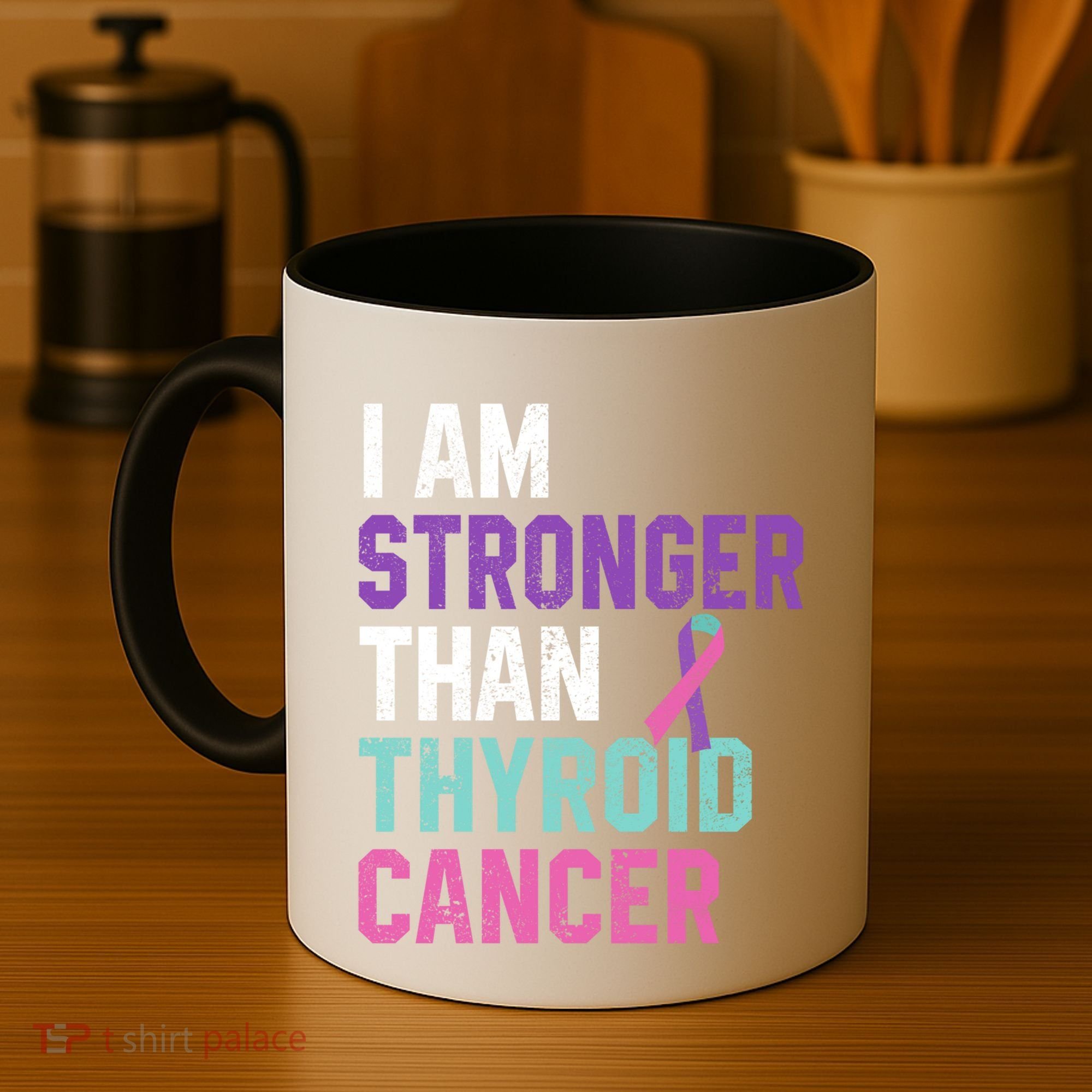 I Am Stronger Than Thyroid Cancer Survivor Awareness Gift Coffee Mug