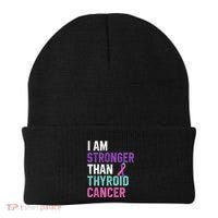 I Am Stronger Than Thyroid Cancer Survivor Awareness Gift Beanie thumb 0