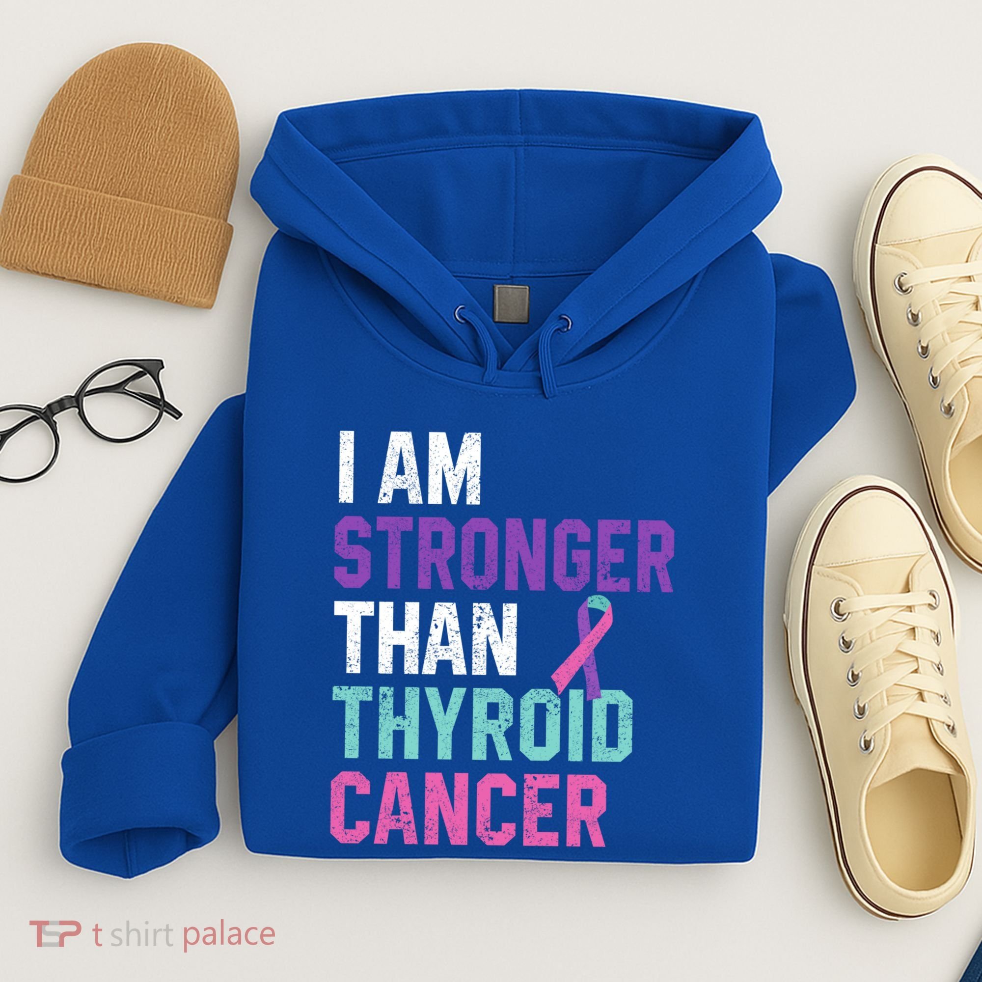 I Am Stronger Than Thyroid Cancer Survivor Awareness Gift Hoodie