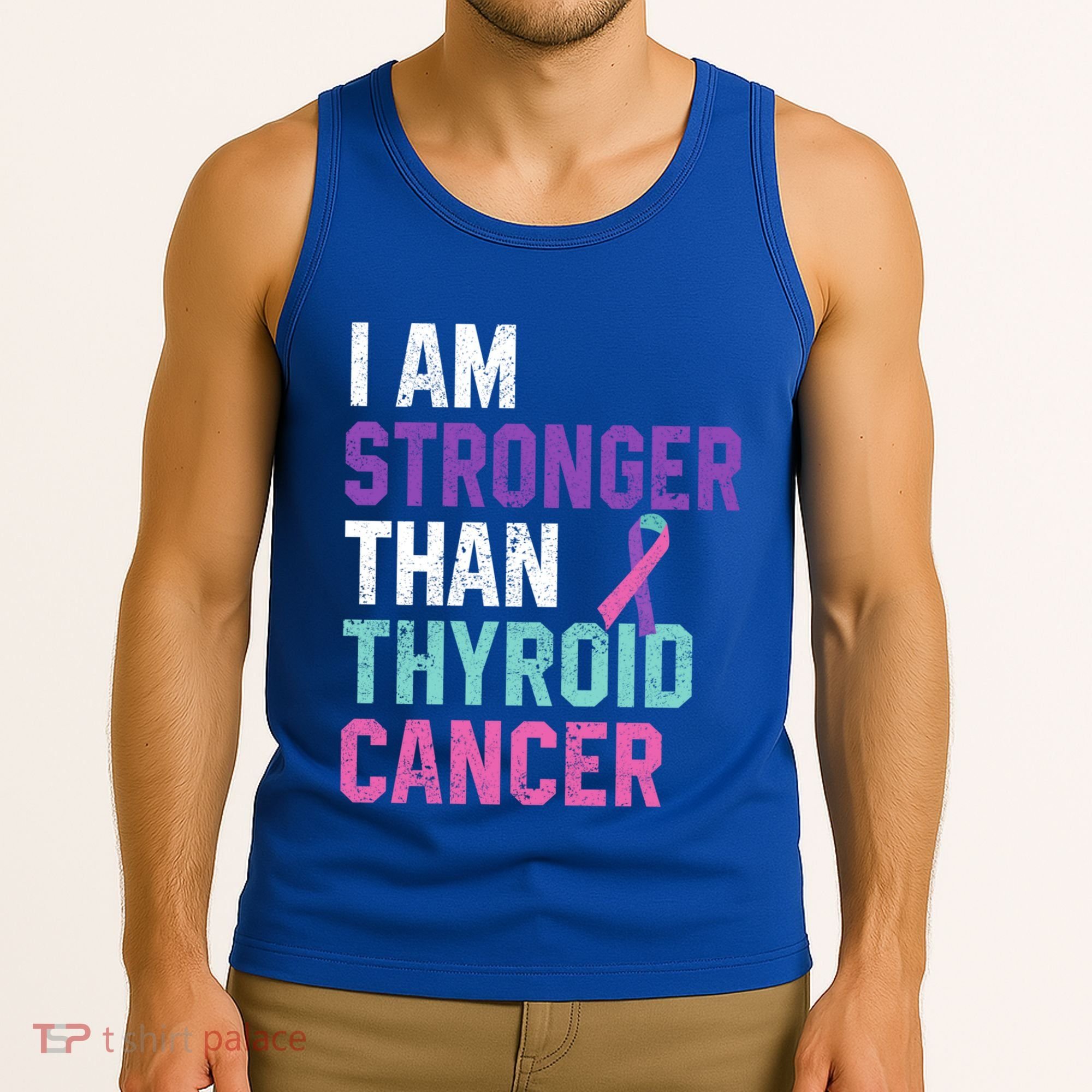 I Am Stronger Than Thyroid Cancer Survivor Awareness Gift Tank Top