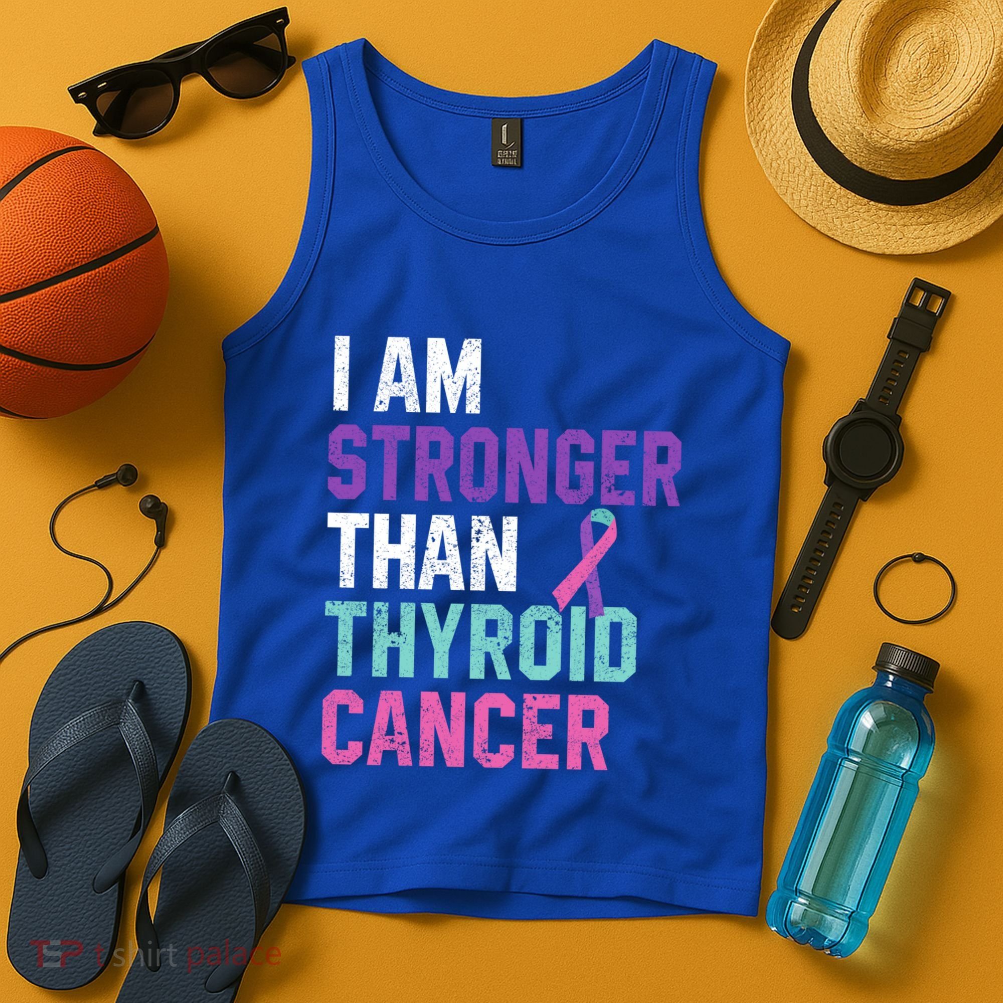 I Am Stronger Than Thyroid Cancer Survivor Awareness Gift Tank Top