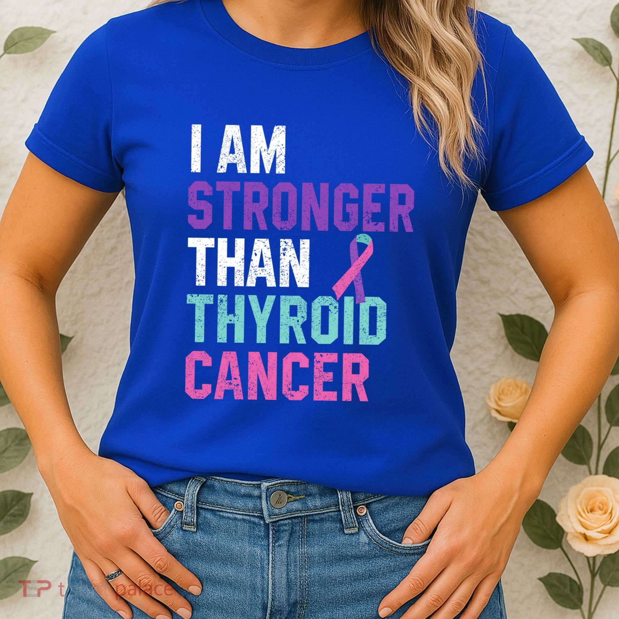 I Am Stronger Than Thyroid Cancer Survivor Awareness Gift Women's T-Shirt