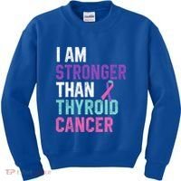 I Am Stronger Than Thyroid Cancer Survivor Awareness Gift Kids Sweatshirt thumb 0
