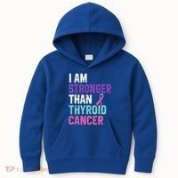 I Am Stronger Than Thyroid Cancer Survivor Awareness Gift Kids Hoodie thumb 0