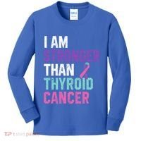 I Am Stronger Than Thyroid Cancer Survivor Awareness Gift Kids Long Sleeve Shirt thumb 0